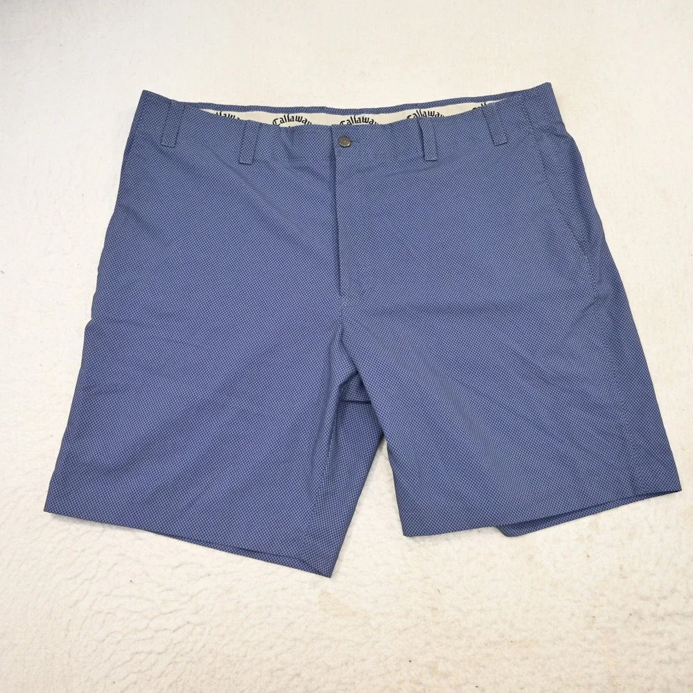 Callaway‎ Golf Shorts Mens 42 Blue Micro Geometric Stretch Active Performance